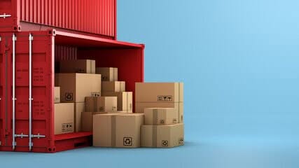 box rosso che funge da deposito e custodia di scotoloni metà dentro e metà fuori sfondo celeste